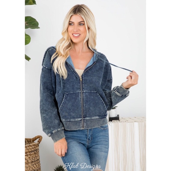 ❤️LAST! Mineral Wash Oversized Zip Up Hoodie - Picture 4 of 7